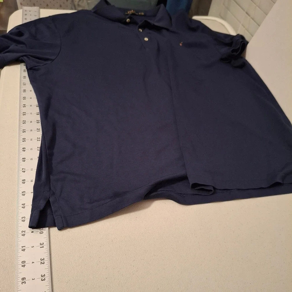 Polo Ralph Lauren‎ Mens Navy Blue Short Sleeve Polo Shirt Size 3XB Big & Tall